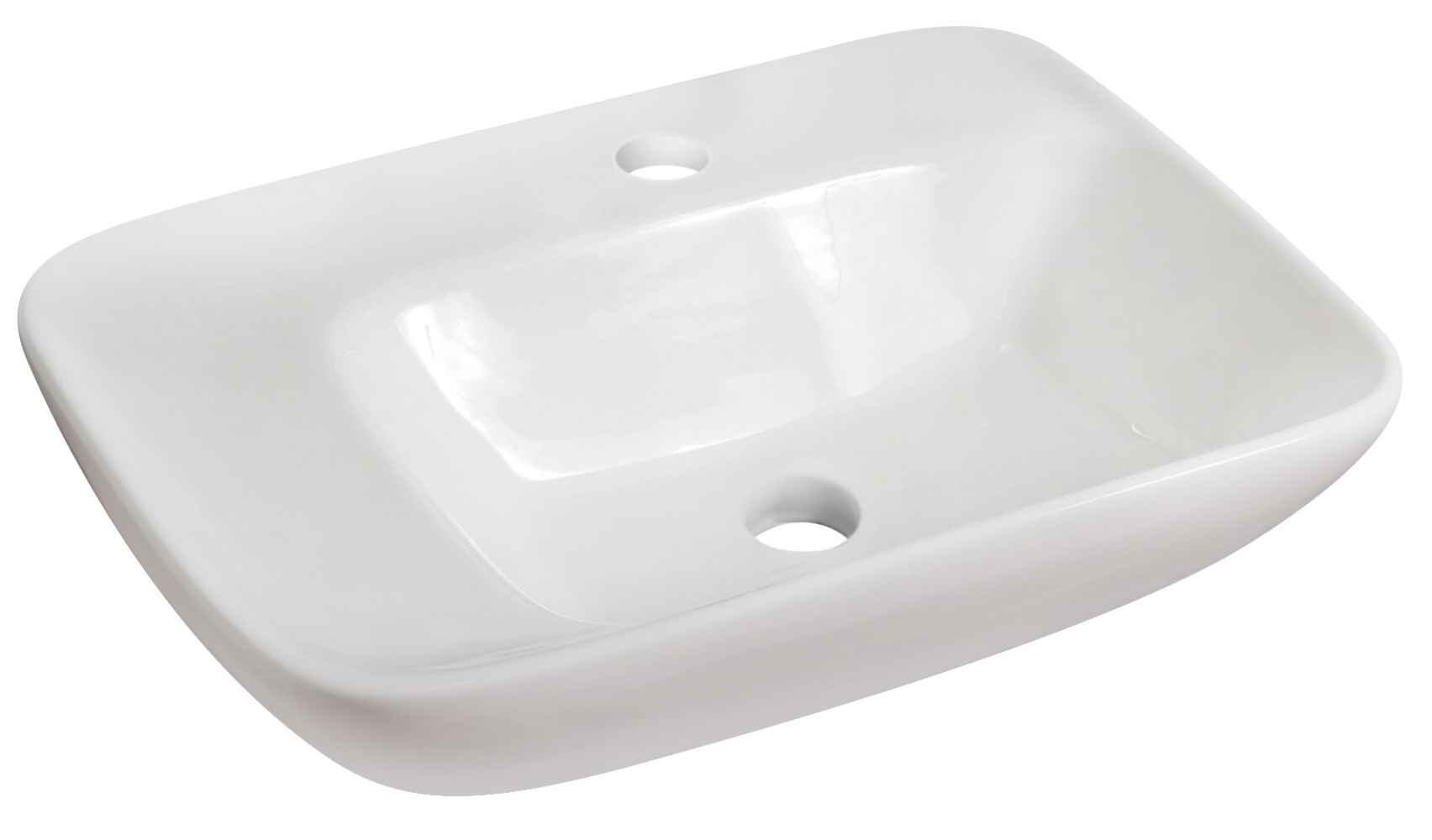 23.5-in. x 17.25-in. Rectangle Bathroom Vessel Sink Set White Enamel Glaze
