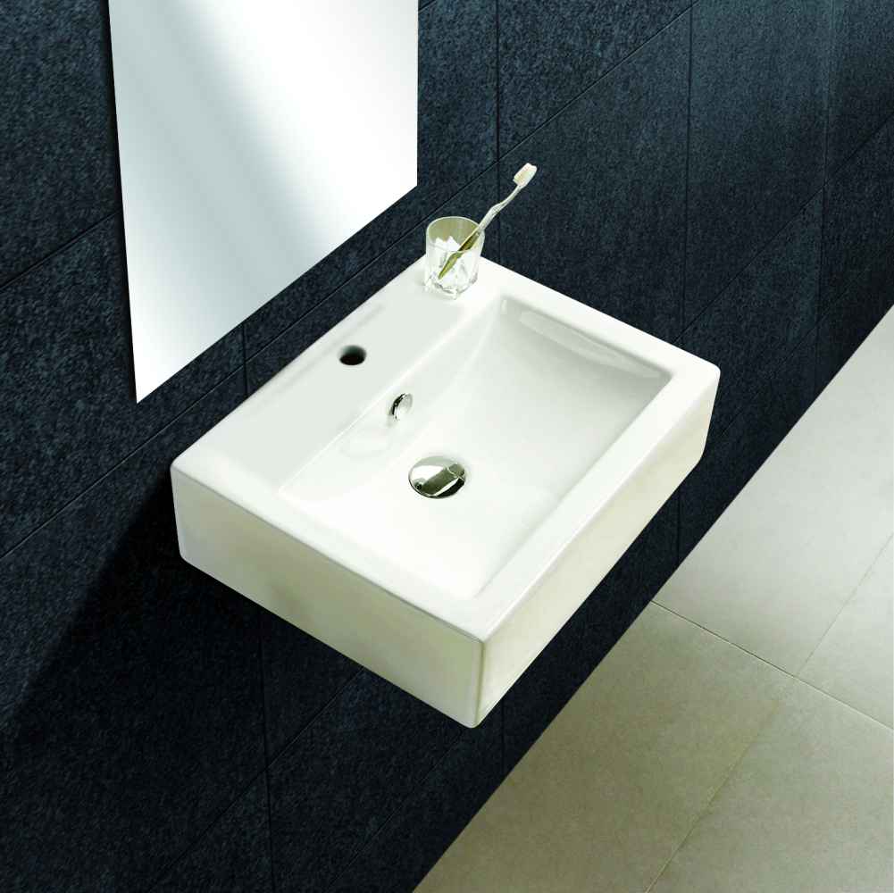 20.25-in. x 16.25-in. Rectangle Bathroom Vessel Sink Set White Enamel Glaze