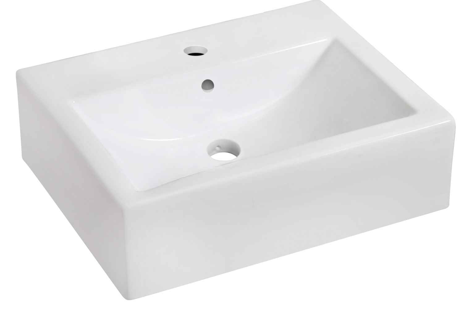 20.25-in. x 16.25-in. Rectangle Bathroom Vessel Sink Set White Enamel Glaze