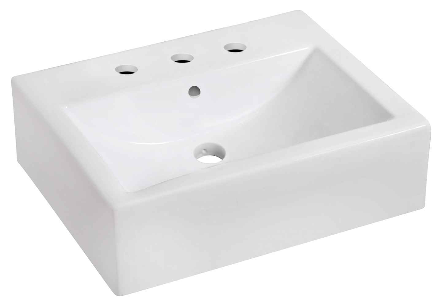 20.25-in. x 16.25-in. Rectangle Bathroom Vessel Sink Set White Enamel Glaze