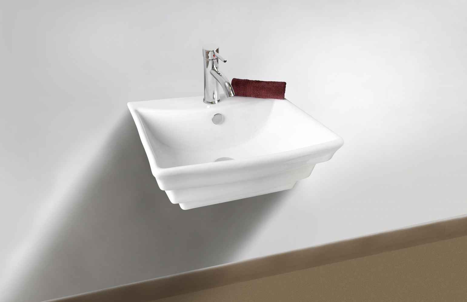 19.75-in. x 17-in. Rectangle Bathroom Vessel Sink Set White Enamel Glaze