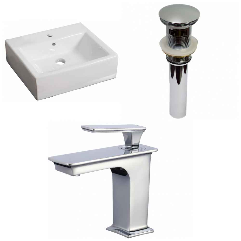 21-in. x 16.5-in. Rectangle Bathroom Vessel Sink Set White Enamel Glaze