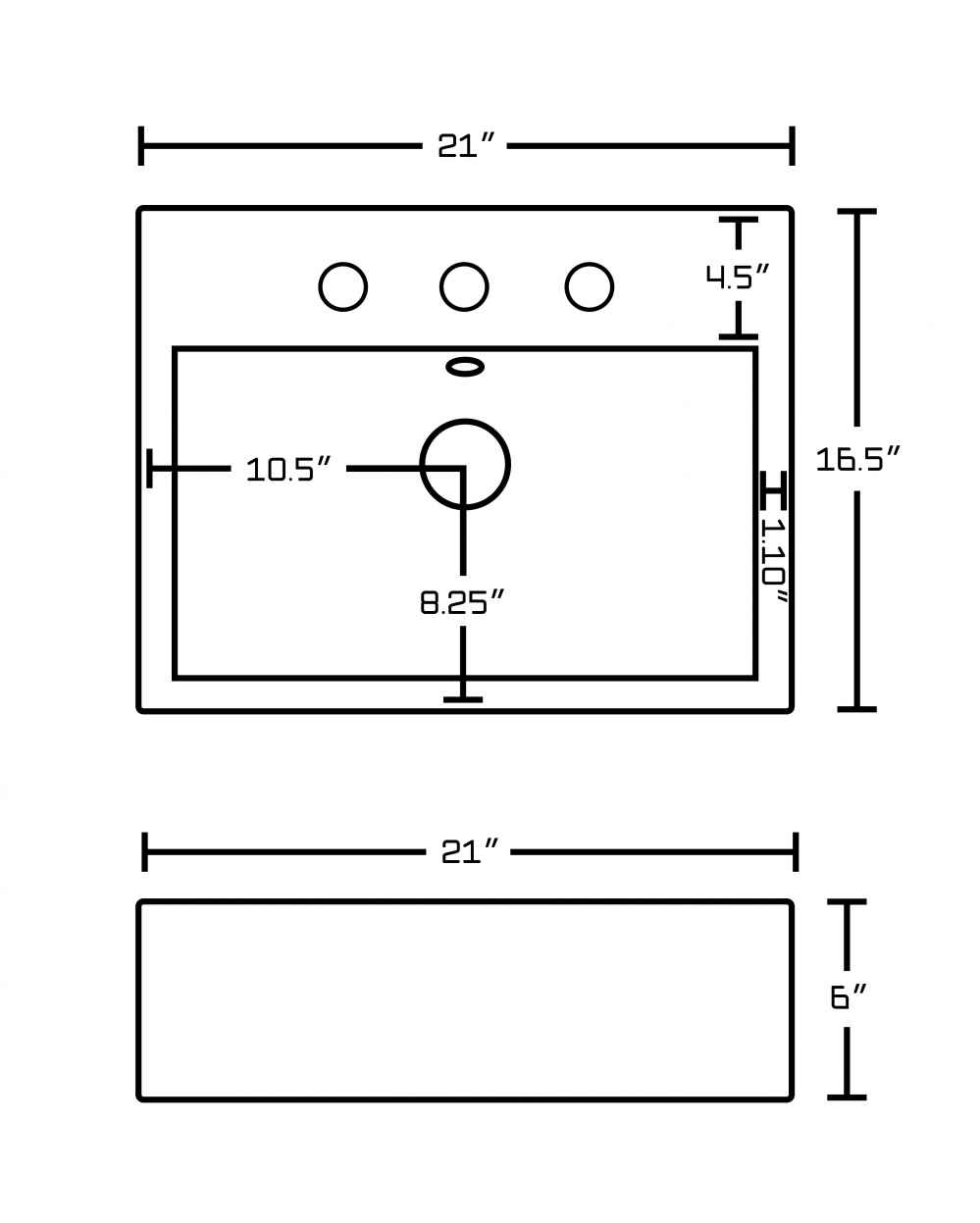 21-in. x 16.5-in. Rectangle Bathroom Vessel Sink Set White Enamel Glaze