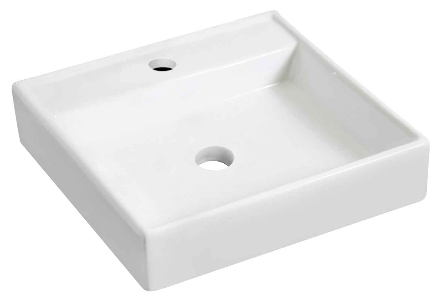 17.5-in. x 17.5-in. Square Bathroom Vessel Sink Set White Enamel Glaze