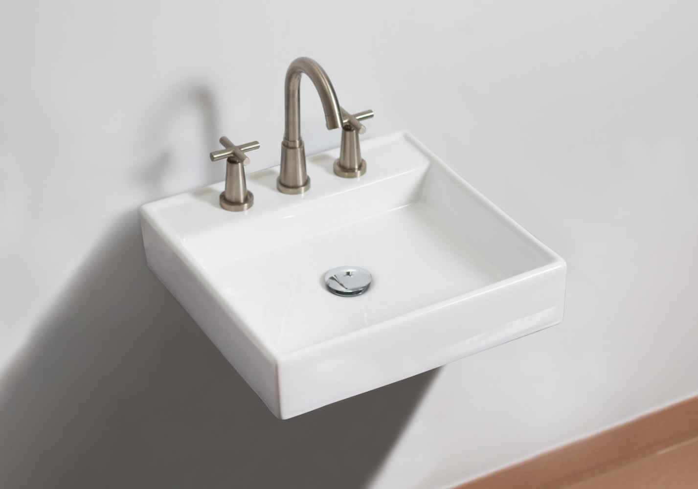 17.5-in. x 17.5-in. Square Bathroom Vessel Sink Set White Enamel Glaze