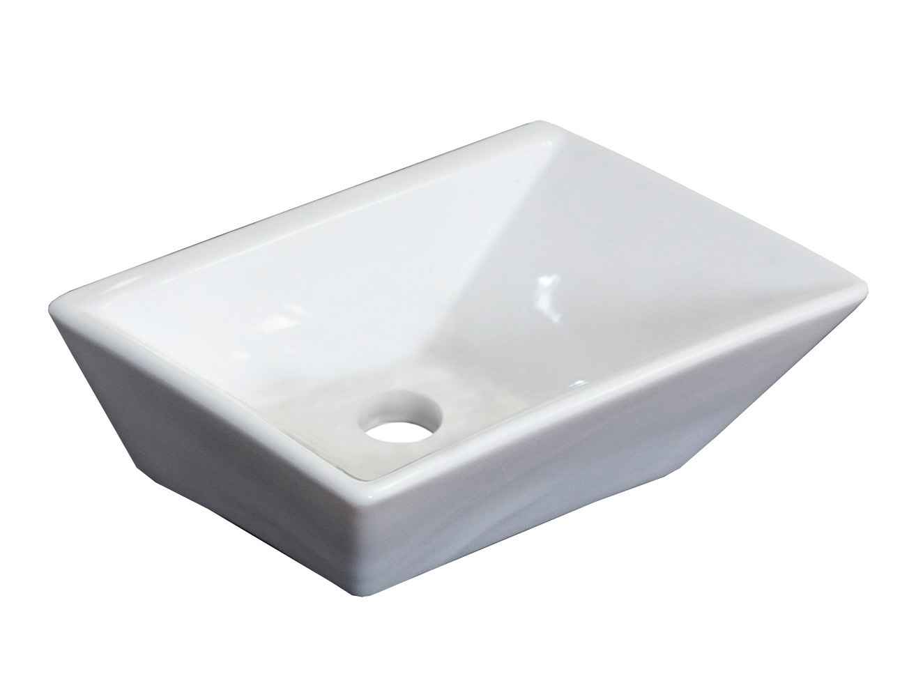 12-in. x 9-in. Rectangle Bathroom Vessel Sink Set White Enamel Glaze