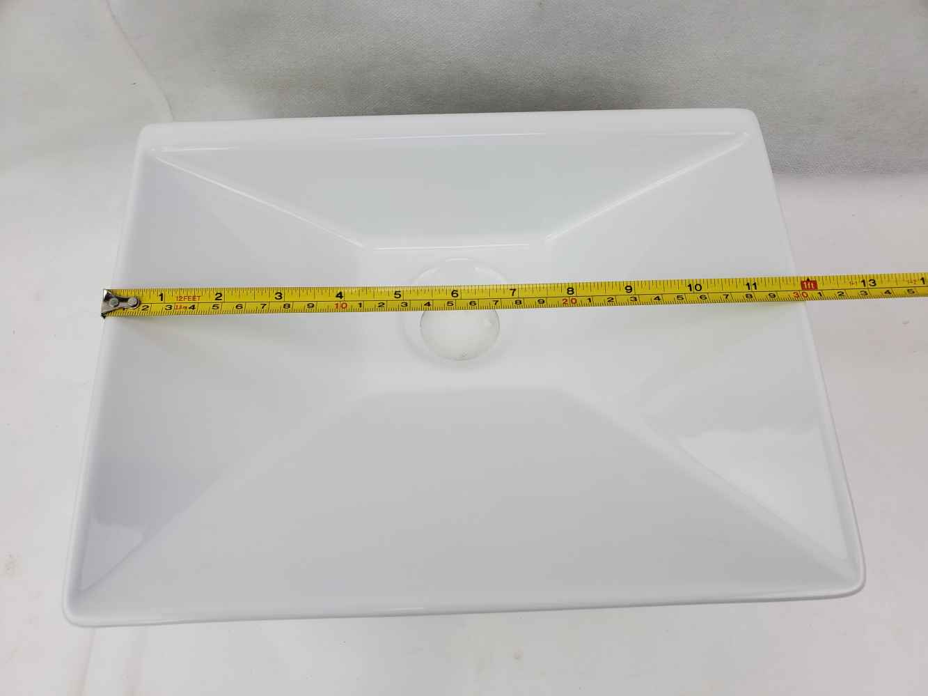12-in. x 9-in. Rectangle Bathroom Vessel Sink Set White Enamel Glaze