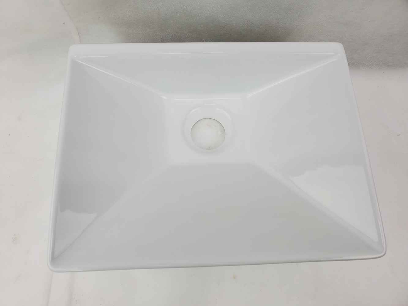 12-in. x 9-in. Rectangle Bathroom Vessel Sink Set White Enamel Glaze