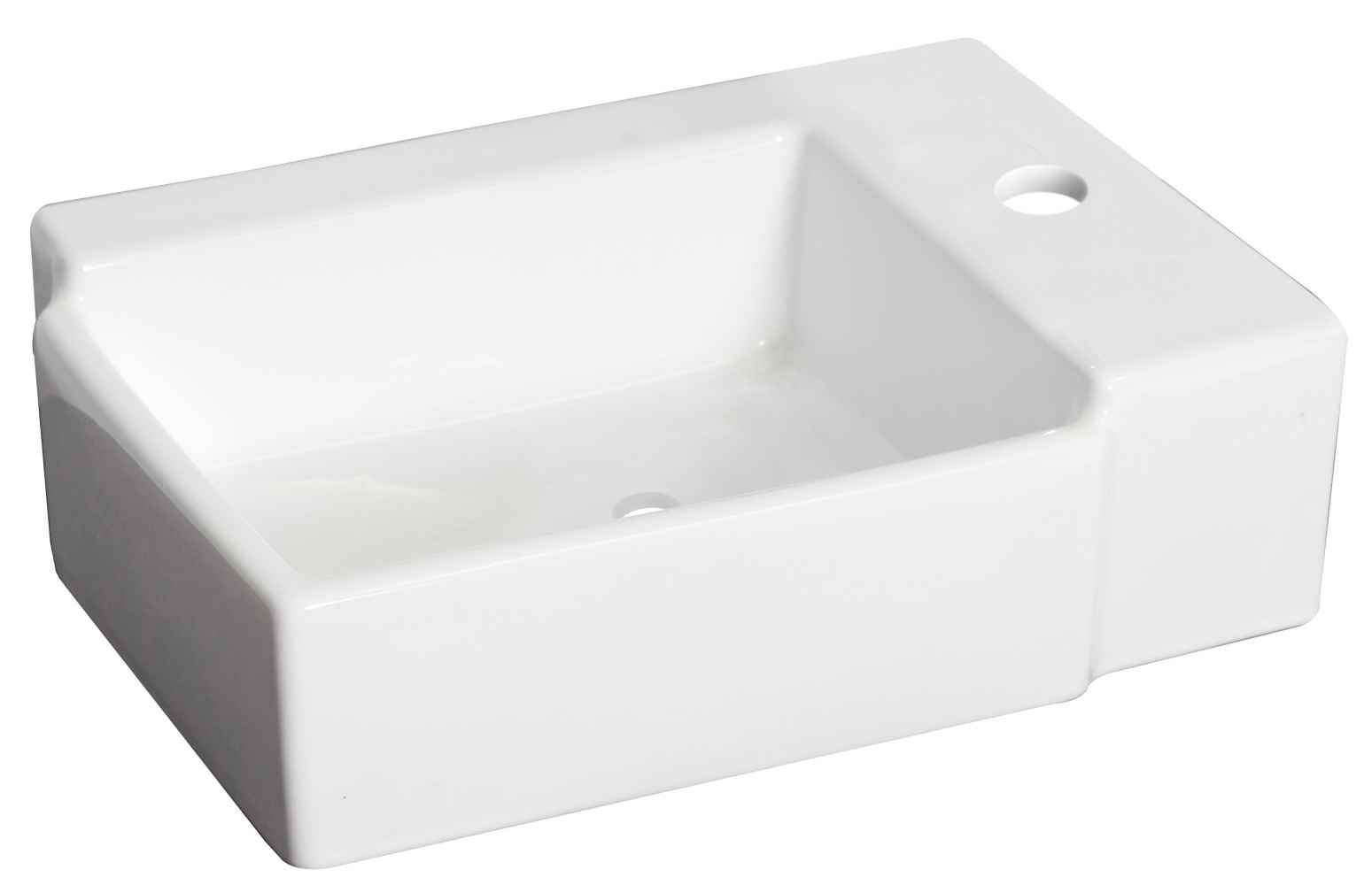 16.25-in. x 11.75-in. Rectangle Bathroom Vessel Sink Set White Enamel Glaze