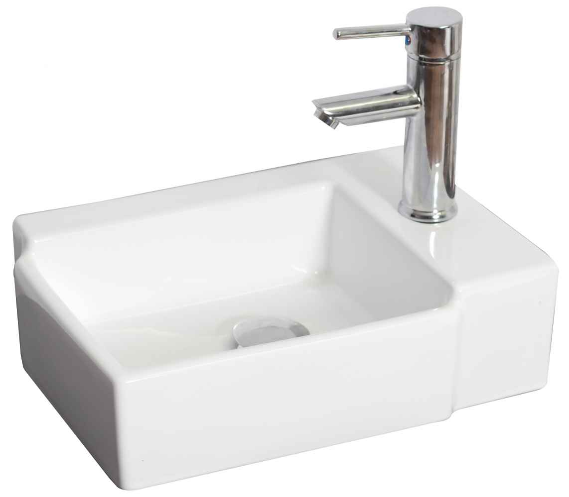 16.25-in. x 11.75-in. Rectangle Bathroom Vessel Sink Set White Enamel Glaze