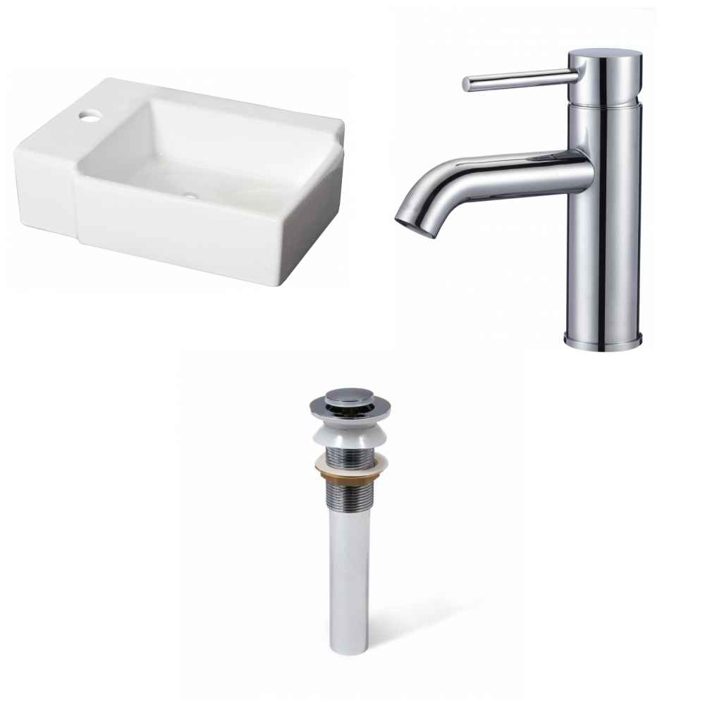 16.25-in. x 11.75-in. Rectangle Bathroom Vessel Sink Set White Enamel Glaze