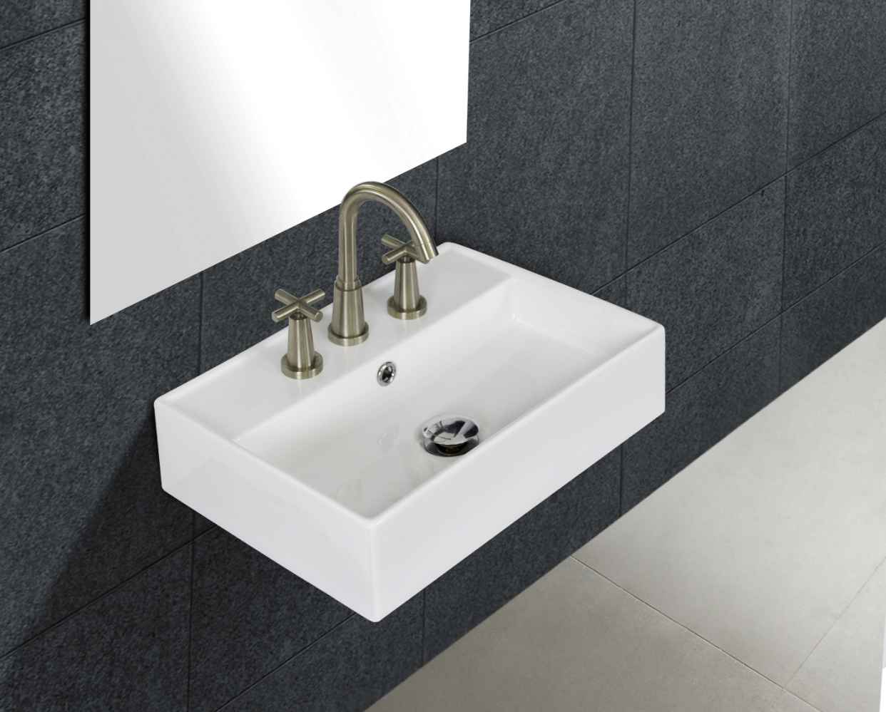 19.75-in. x 13.75-in. Rectangle Bathroom Vessel Sink Set White Enamel Glaze