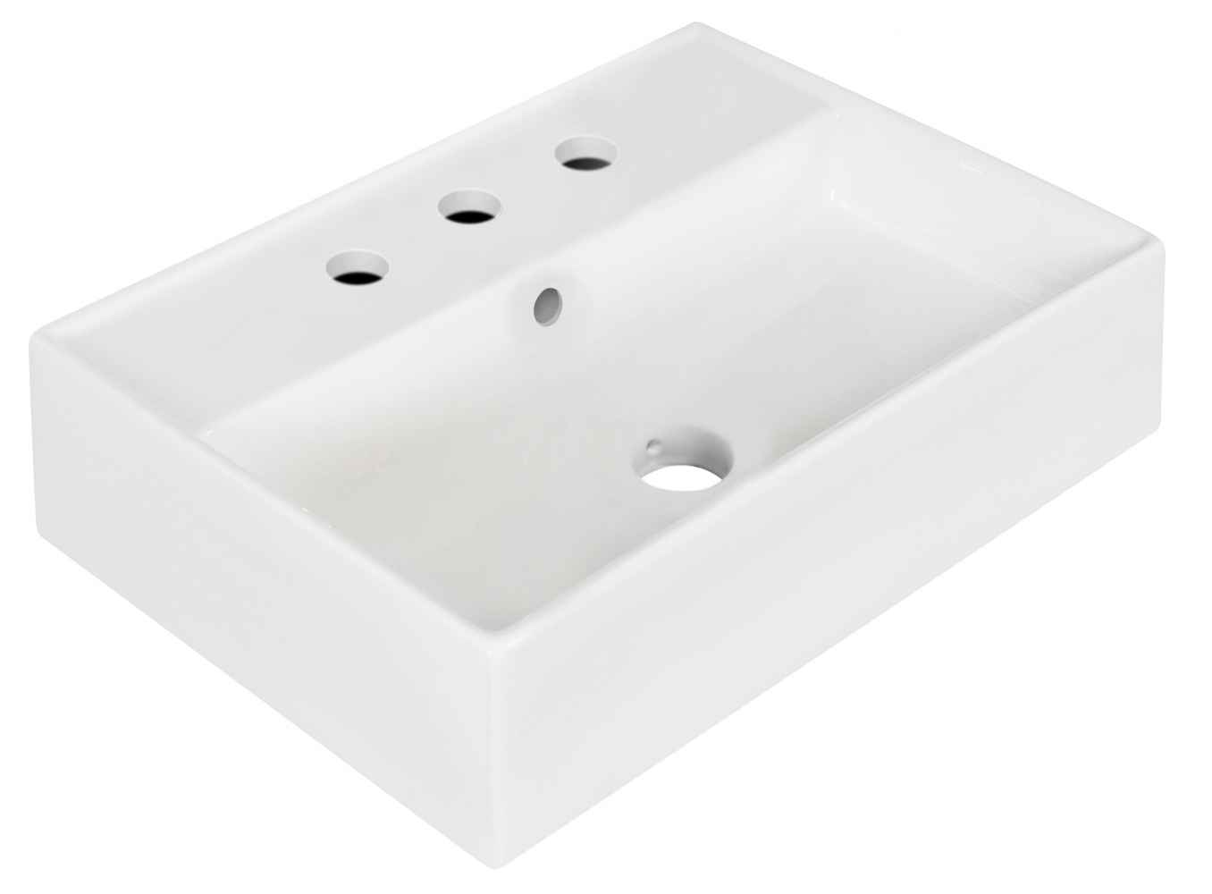 19.75-in. x 13.75-in. Rectangle Bathroom Vessel Sink Set White Enamel Glaze