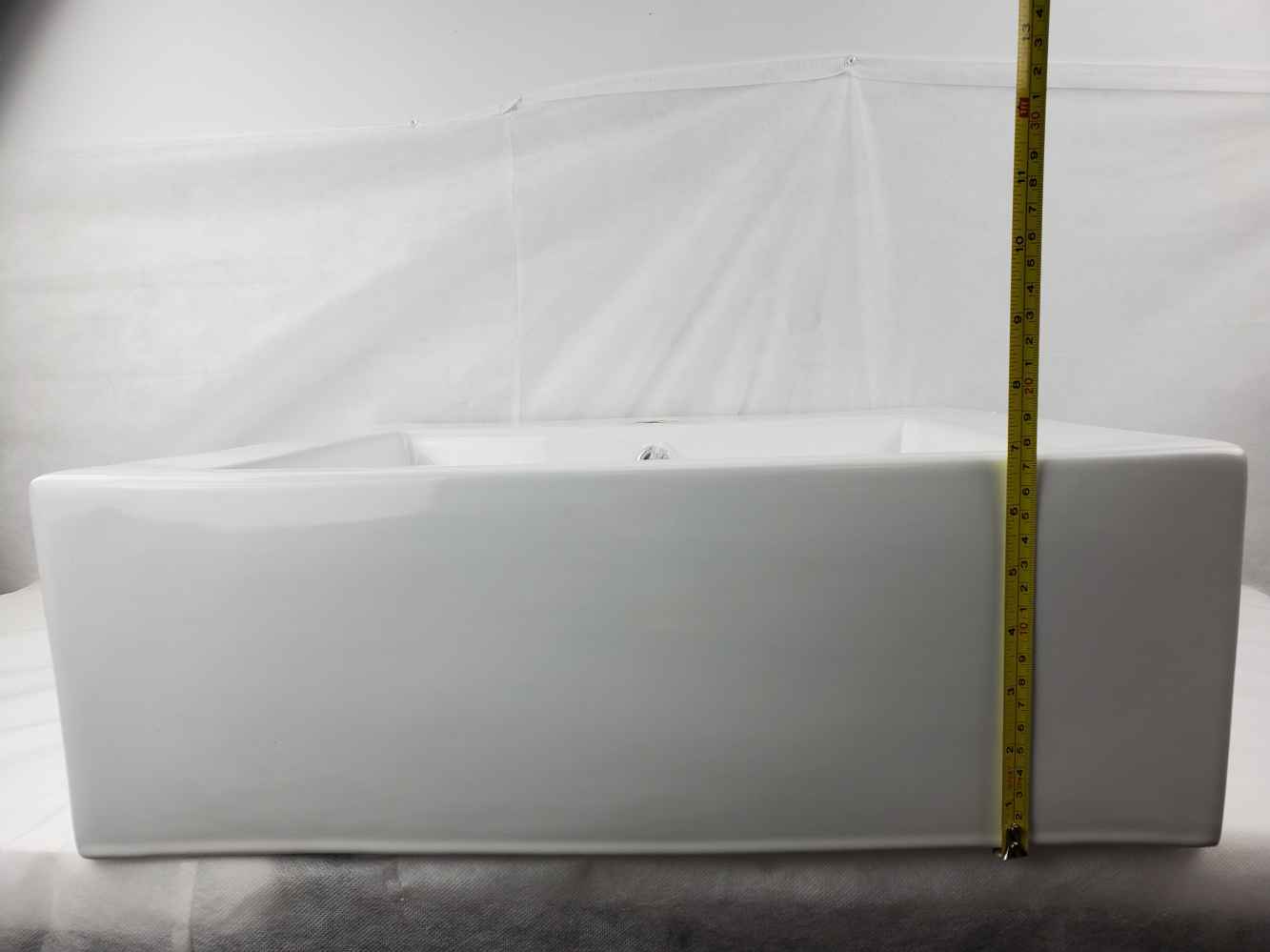 20.25-in. x 19-in. Rectangle Bathroom Vessel Sink Set White Enamel Glaze