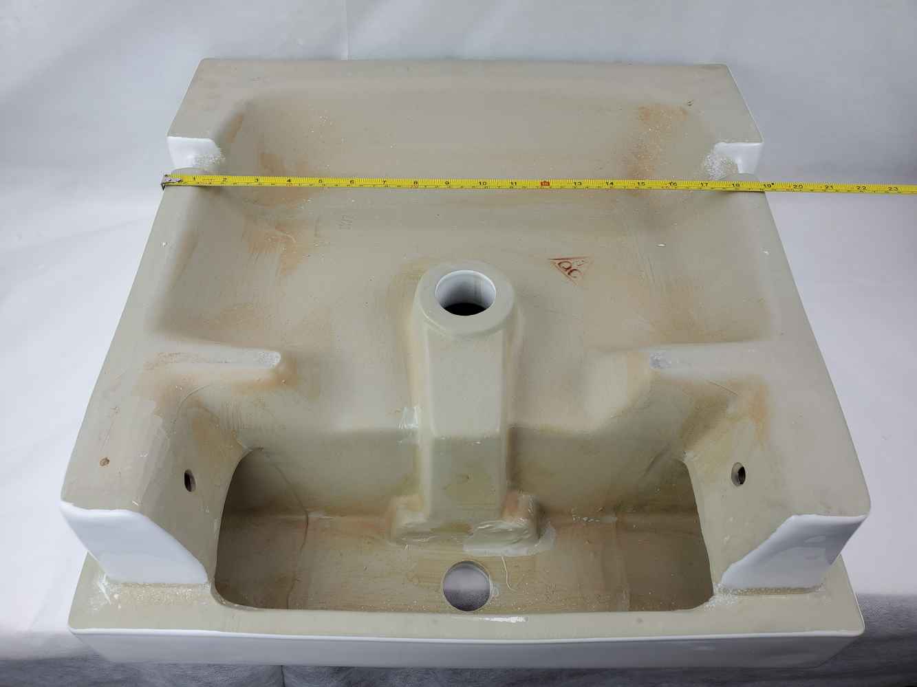 20.25-in. x 19-in. Rectangle Bathroom Vessel Sink Set White Enamel Glaze