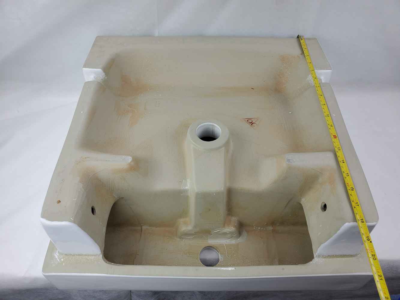 20.25-in. x 19-in. Rectangle Bathroom Vessel Sink Set White Enamel Glaze