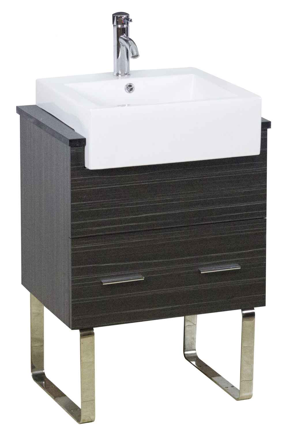 20.25-in. x 19-in. Rectangle Bathroom Vessel Sink Set White Enamel Glaze