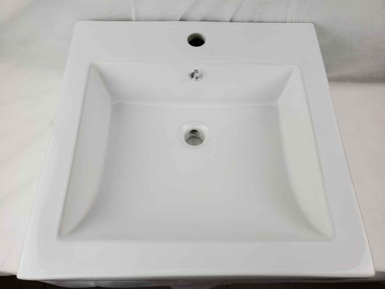 20.25-in. x 19-in. Rectangle Bathroom Vessel Sink Set White Enamel Glaze