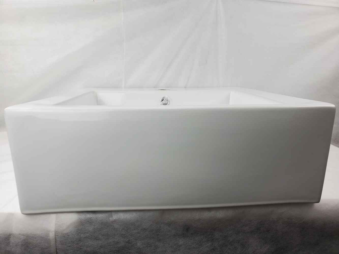 20.25-in. x 19-in. Rectangle Bathroom Vessel Sink Set White Enamel Glaze