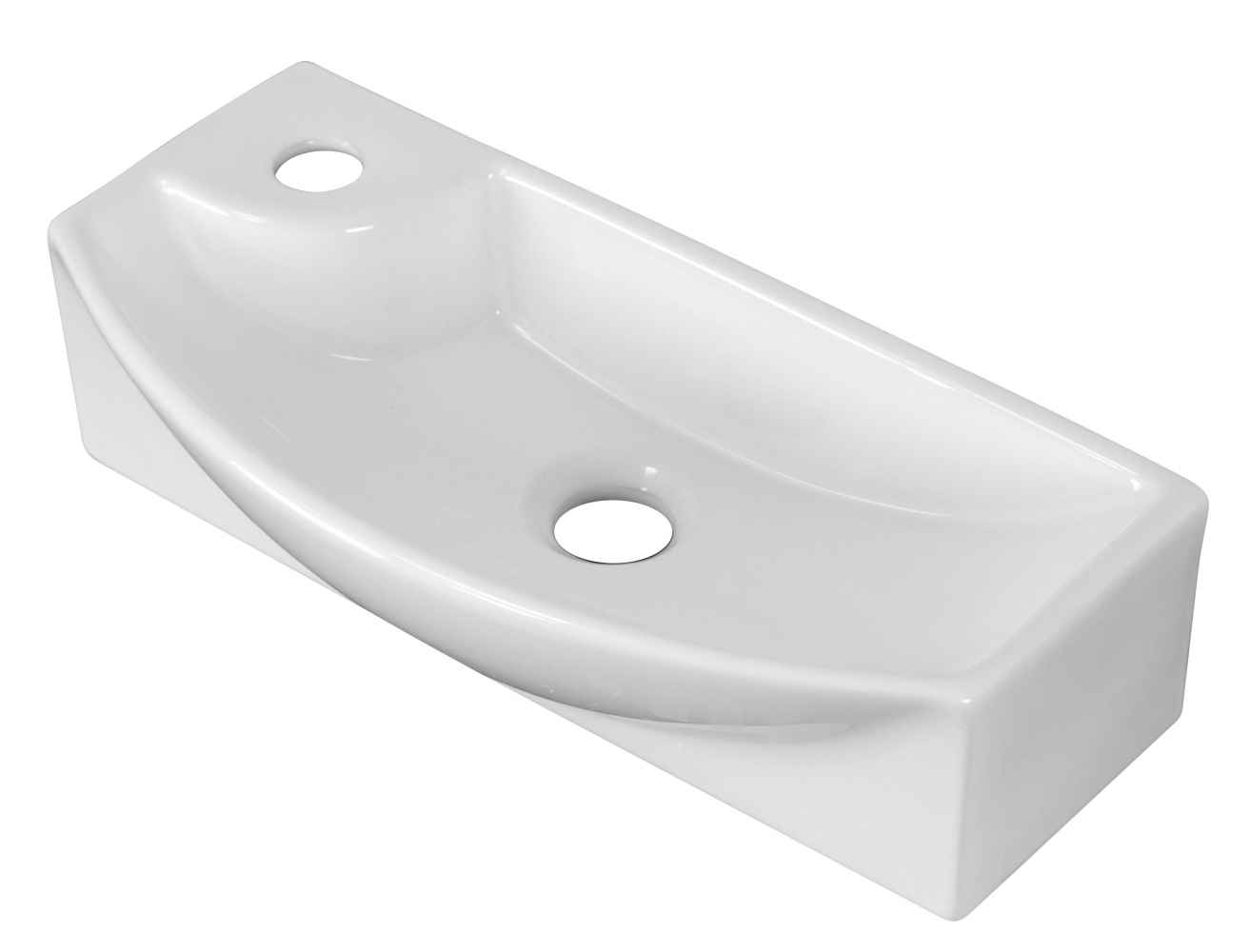 17.75-in. x 8.75-in. Rectangle Bathroom Vessel Sink Set White Enamel Glaze