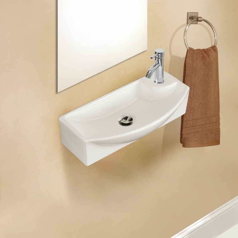 17.75-in. x 8.75-in. Rectangle Bathroom Vessel Sink Set White Enamel Glaze