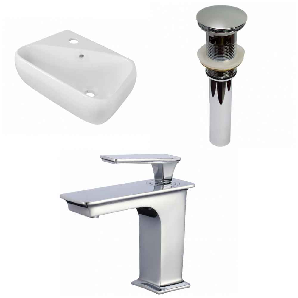 17.5-in. x 11-in. Rectangle Bathroom Vessel Sink Set White Enamel Glaze