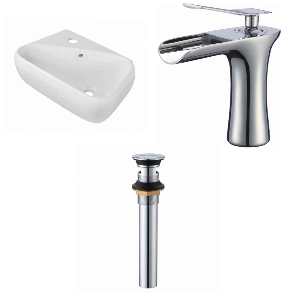 17.5-in. x 11-in. Rectangle Bathroom Vessel Sink Set White Enamel Glaze