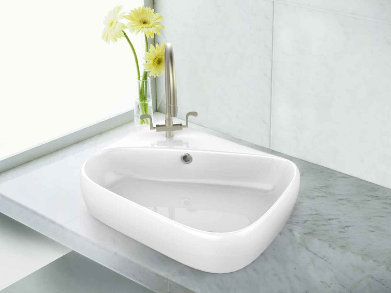 17.5-in. x 11-in. Rectangle Bathroom Vessel Sink Set White Enamel Glaze
