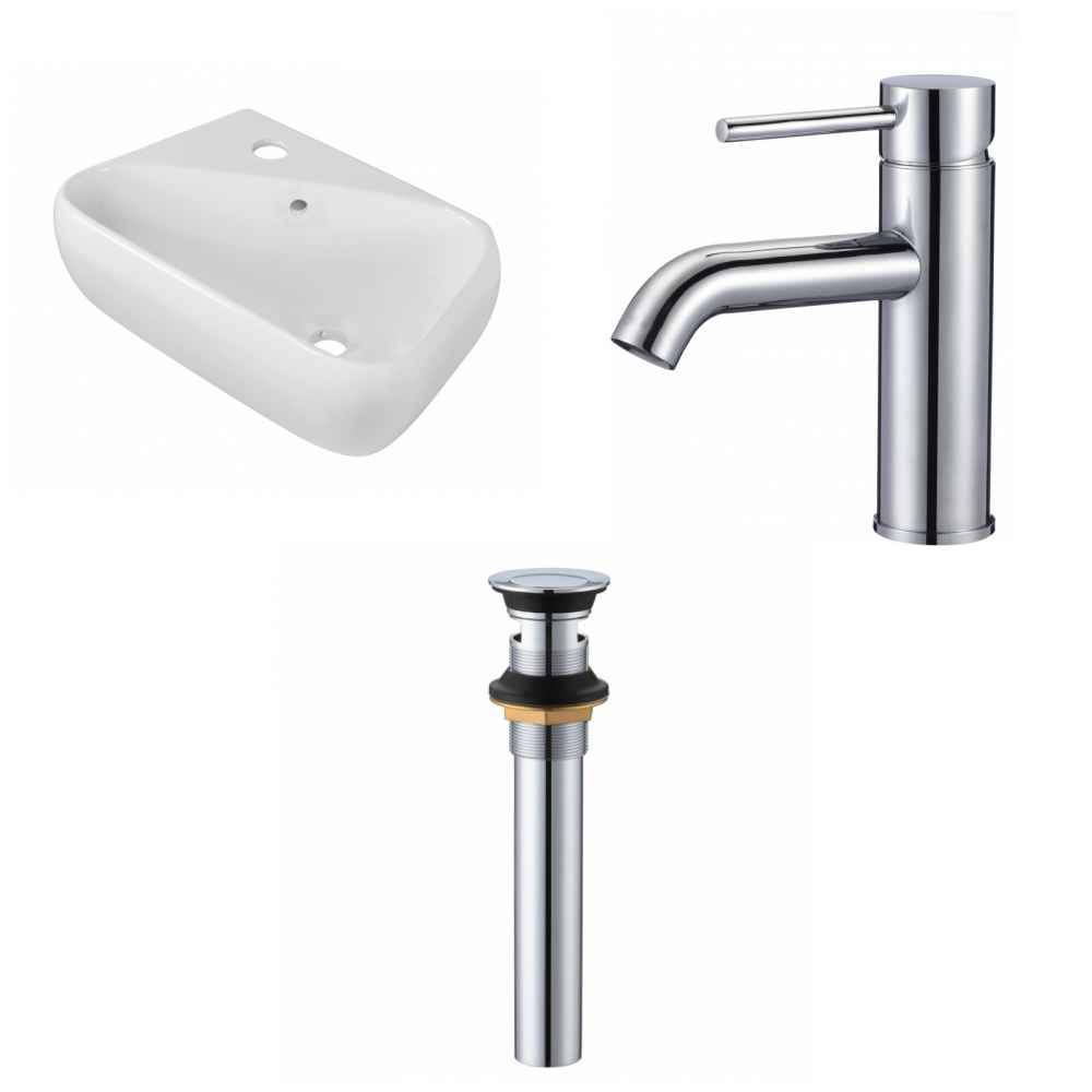 17.5-in. x 11-in. Rectangle Bathroom Vessel Sink Set White Enamel Glaze