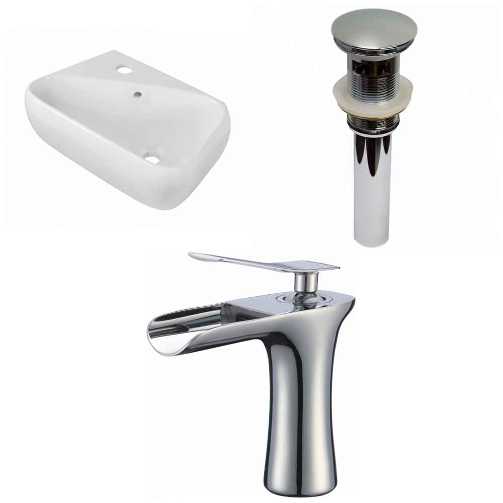 17.5-in. x 11-in. Rectangle Bathroom Vessel Sink Set White Enamel Glaze
