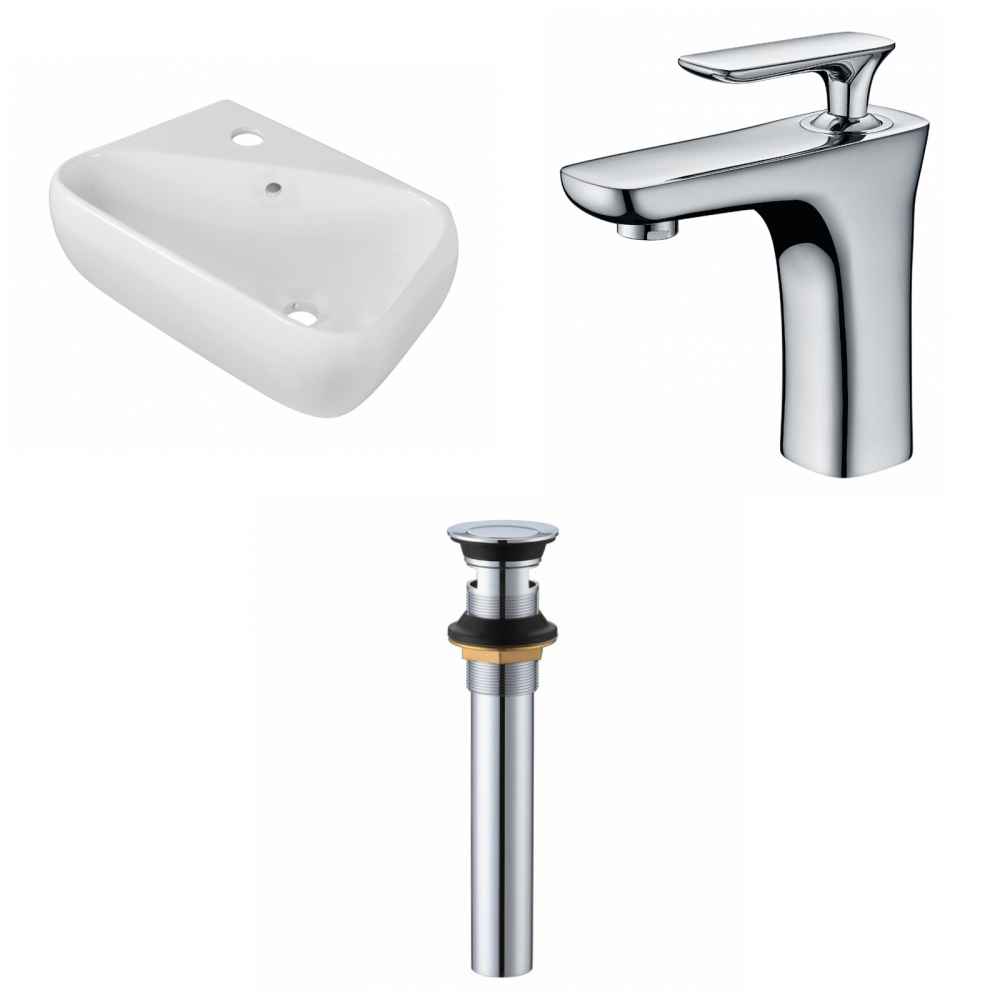 17.5-in. x 11-in. Rectangle Bathroom Vessel Sink Set White Enamel Glaze