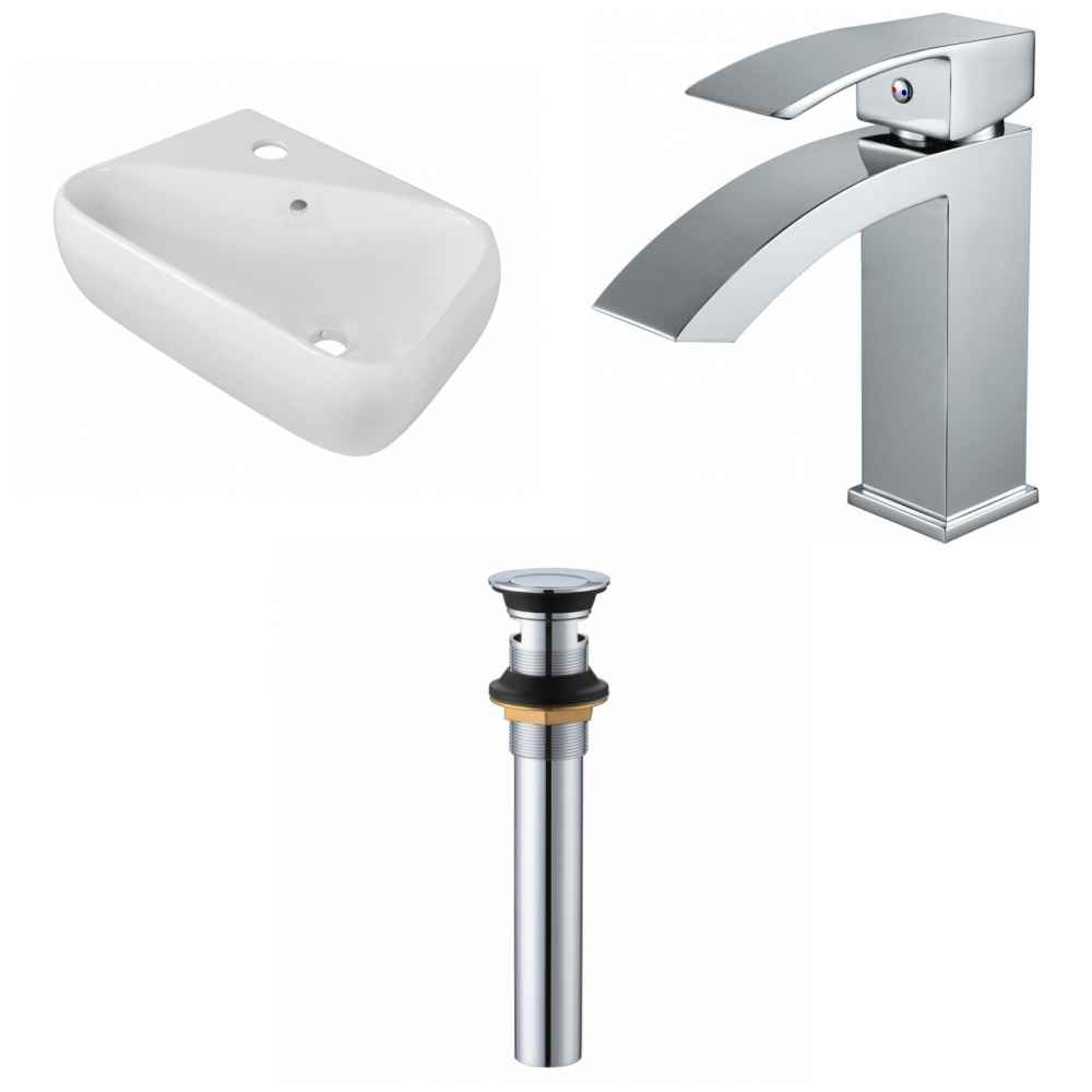 17.5-in. x 11-in. Rectangle Bathroom Vessel Sink Set White Enamel Glaze