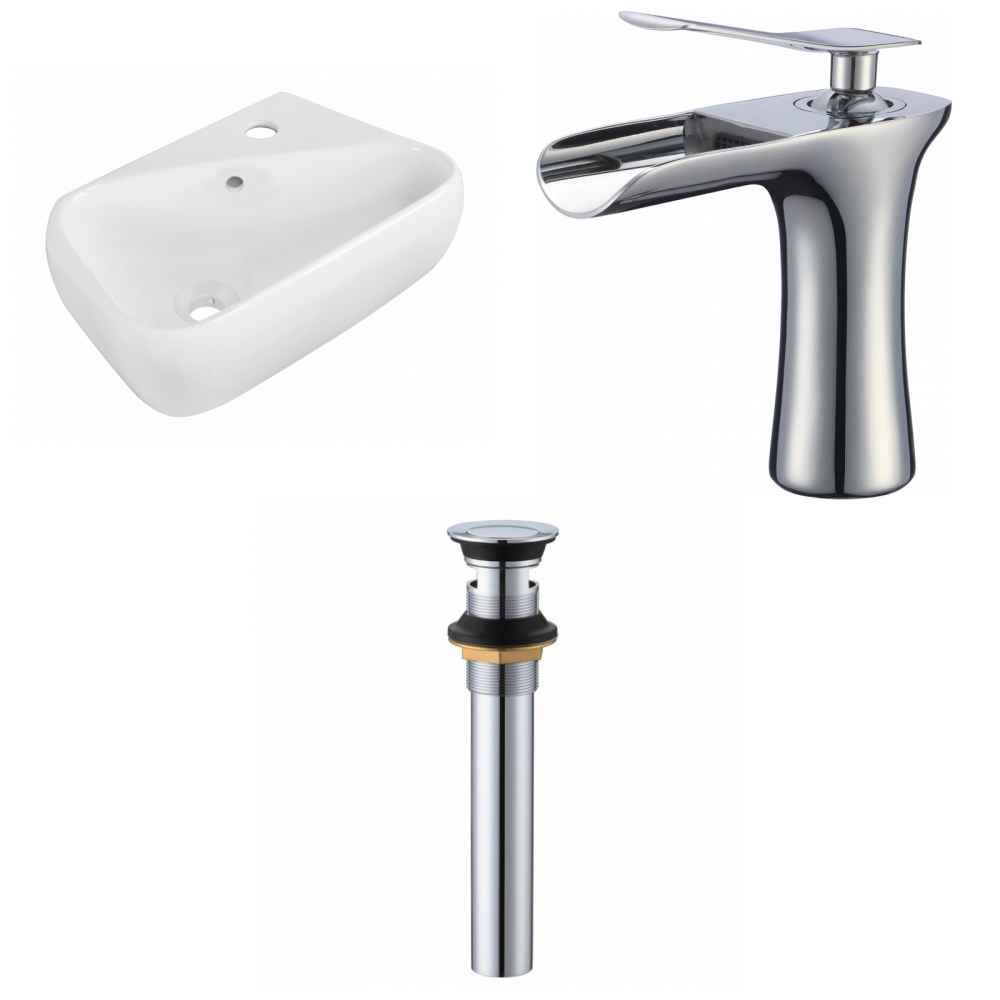 17.5-in. x 11-in. Rectangle Bathroom Vessel Sink Set White Enamel Glaze