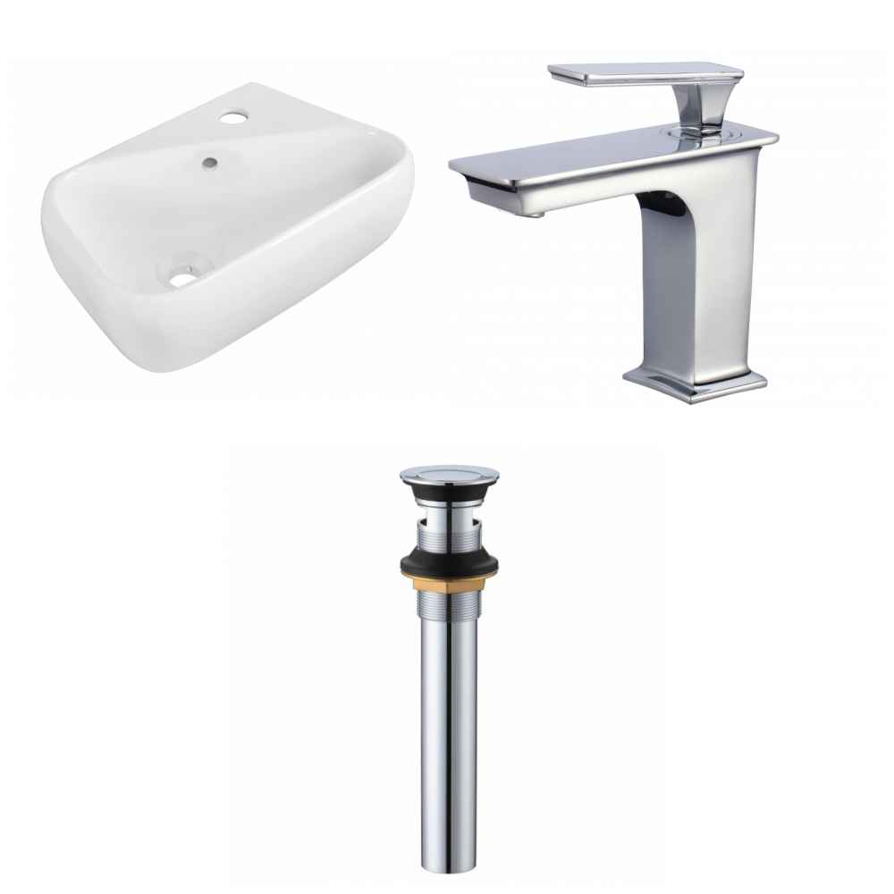17.5-in. x 11-in. Rectangle Bathroom Vessel Sink Set White Enamel Glaze