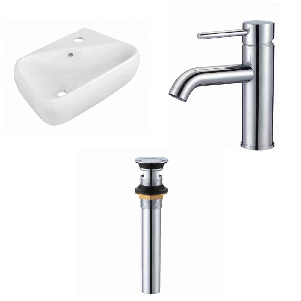 17.5-in. x 11-in. Rectangle Bathroom Vessel Sink Set White Enamel Glaze