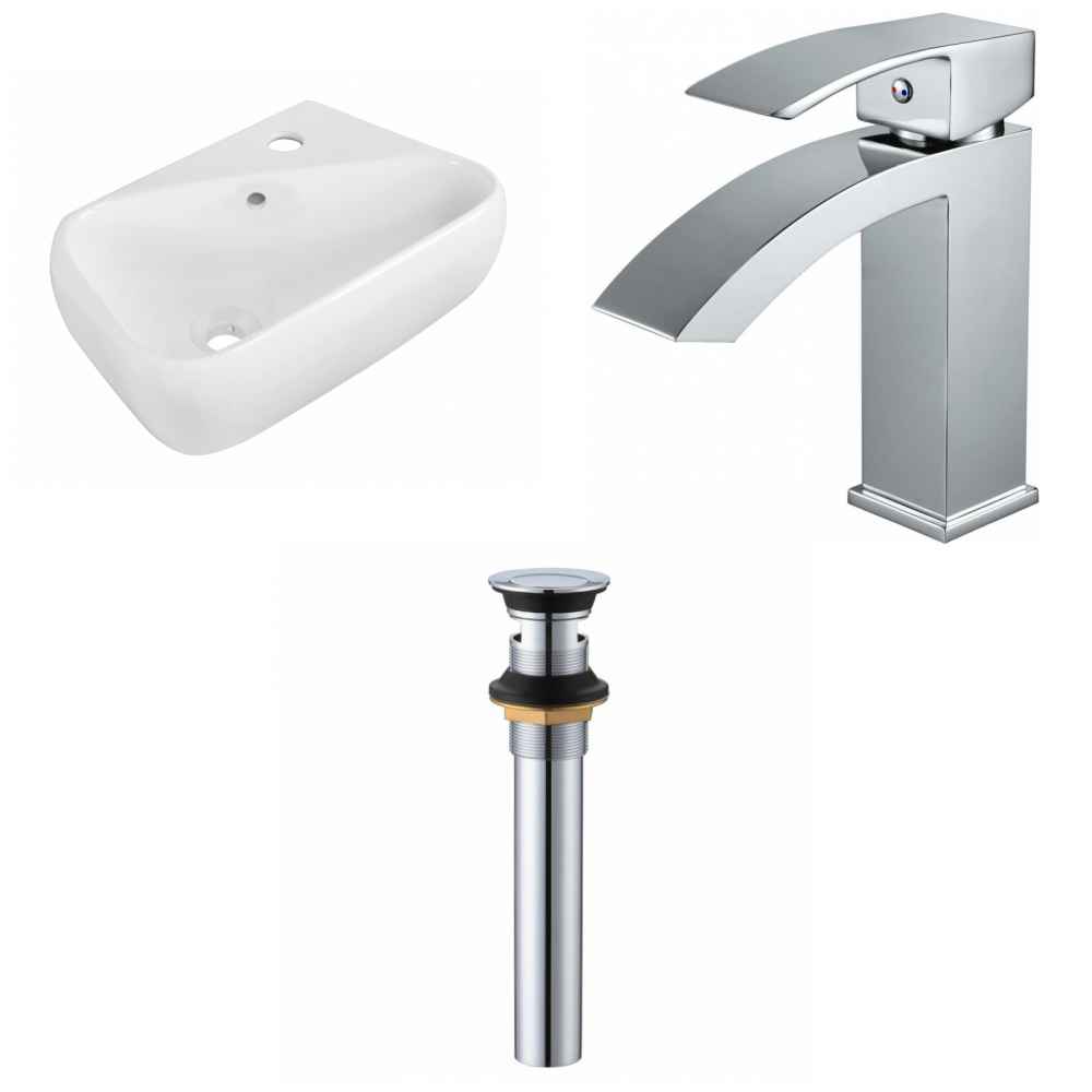17.5-in. x 11-in. Rectangle Bathroom Vessel Sink Set White Enamel Glaze