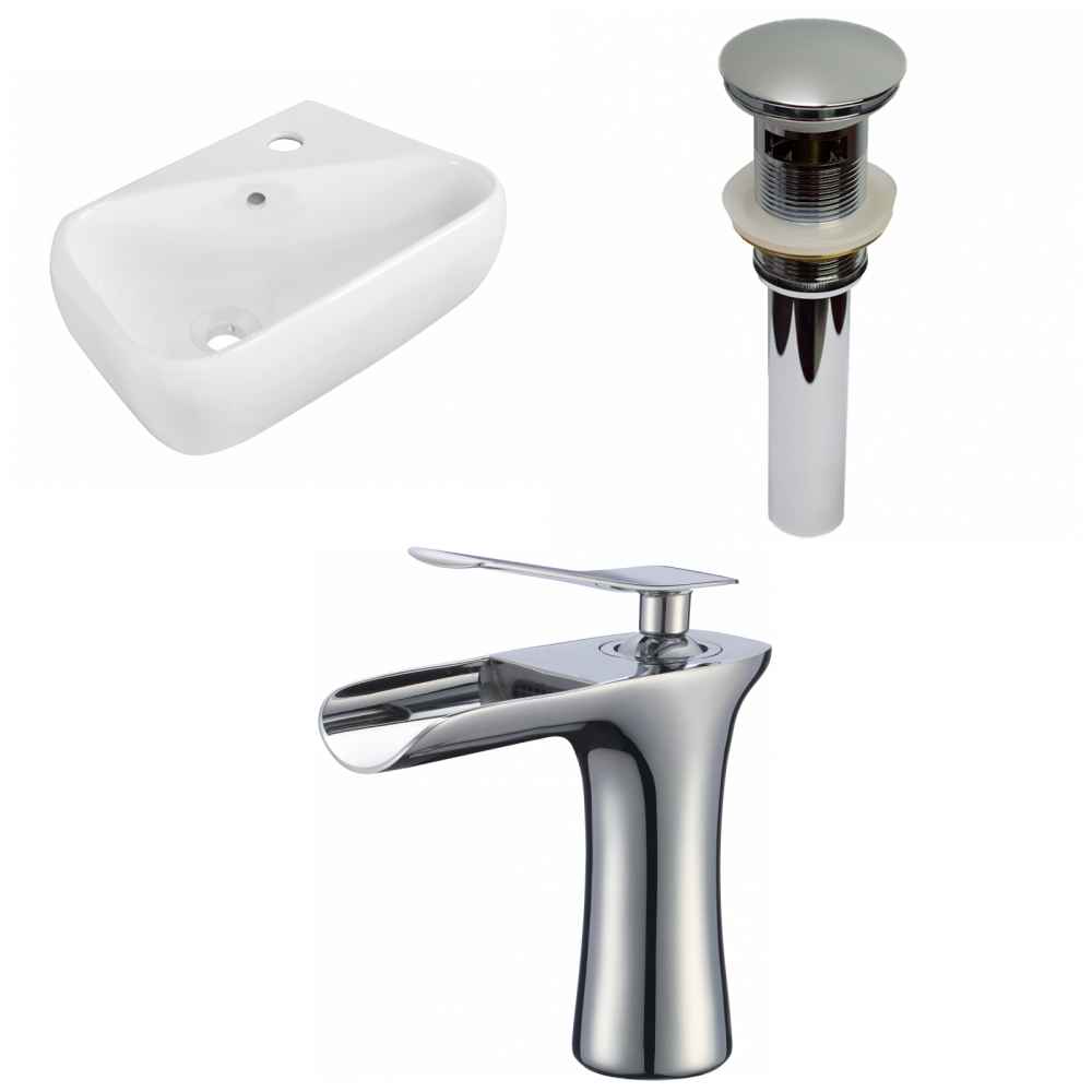 17.5-in. x 11-in. Rectangle Bathroom Vessel Sink Set White Enamel Glaze