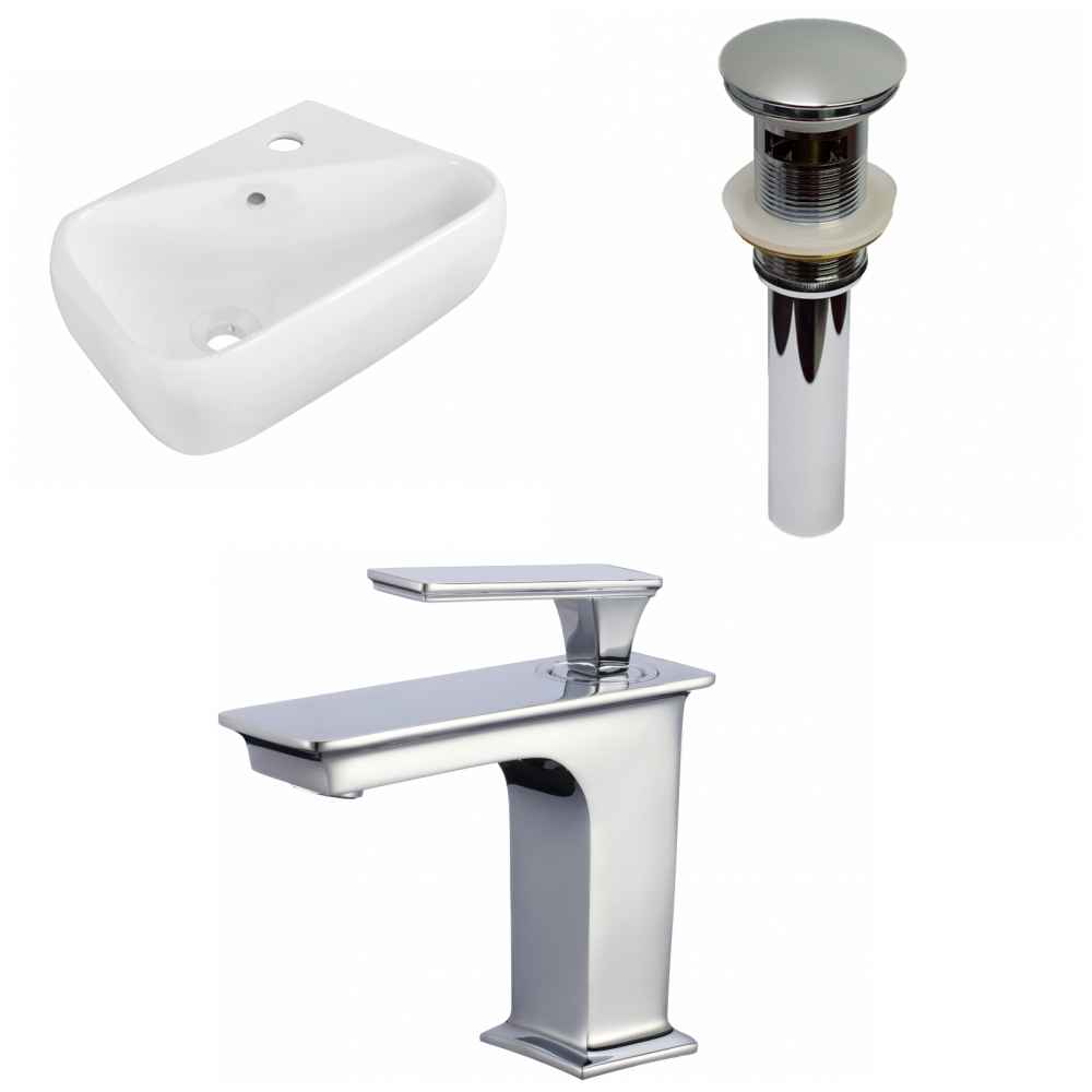 17.5-in. x 11-in. Rectangle Bathroom Vessel Sink Set White Enamel Glaze