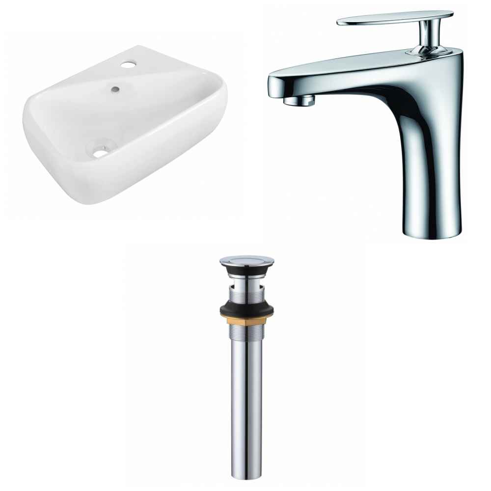 17.5-in. x 11-in. Rectangle Bathroom Vessel Sink Set White Enamel Glaze