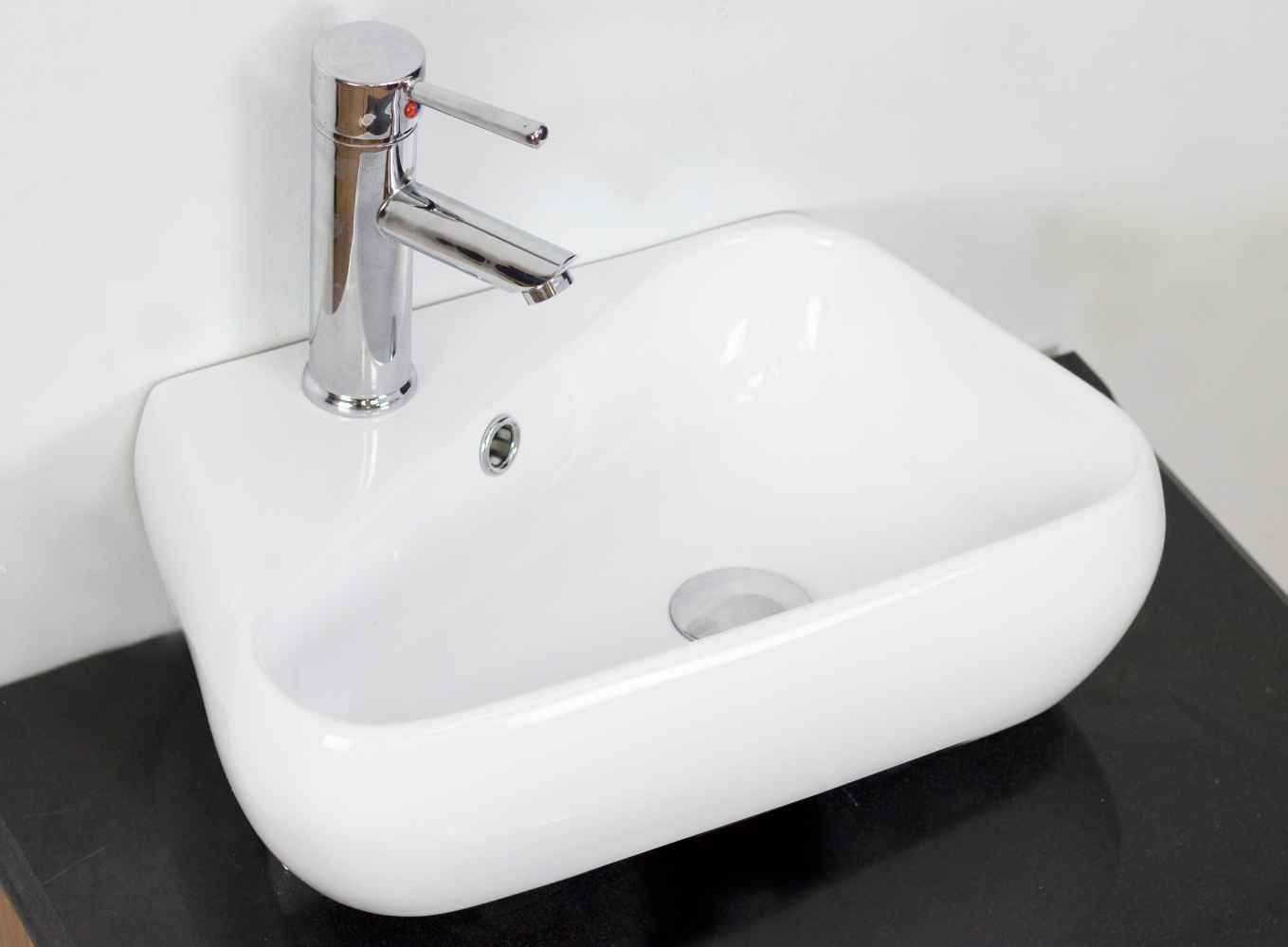 17.5-in. x 11-in. Unique Bathroom Vessel Sink Set White Enamel Glaze
