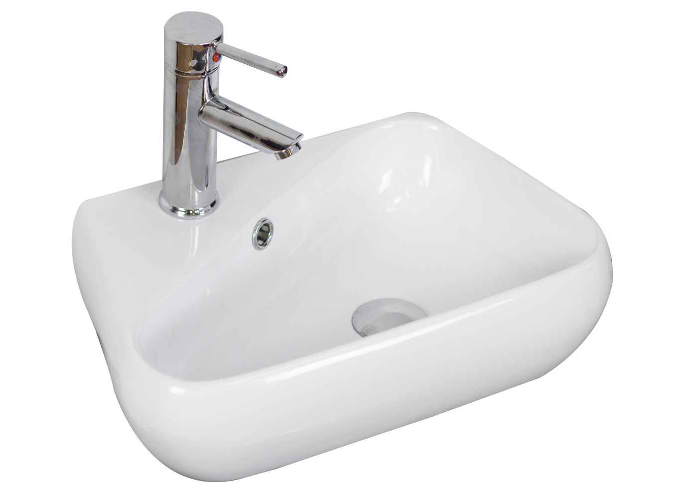 17.5-in. x 11-in. Unique Bathroom Vessel Sink Set White Enamel Glaze
