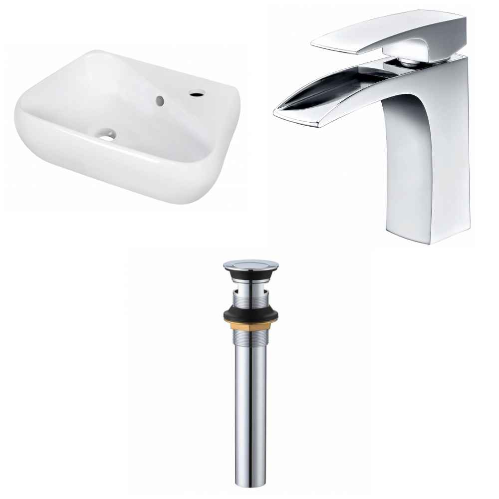 17.5-in. x 11-in. Unique Bathroom Vessel Sink Set White Enamel Glaze