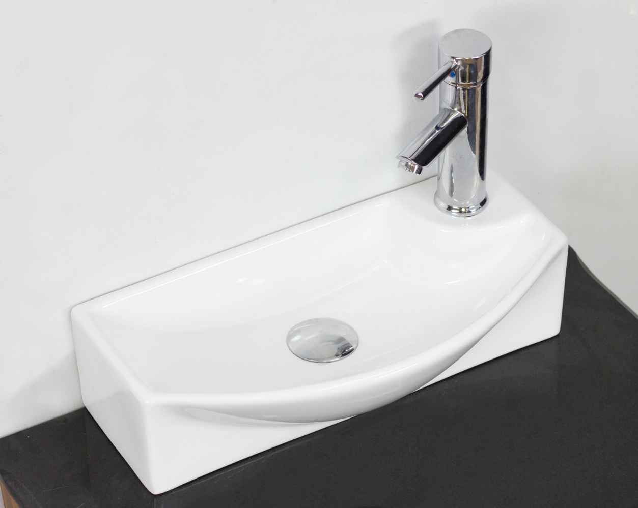 17.75-in. x 8.75-in. Rectangle Bathroom Vessel Sink Set White Enamel Glaze