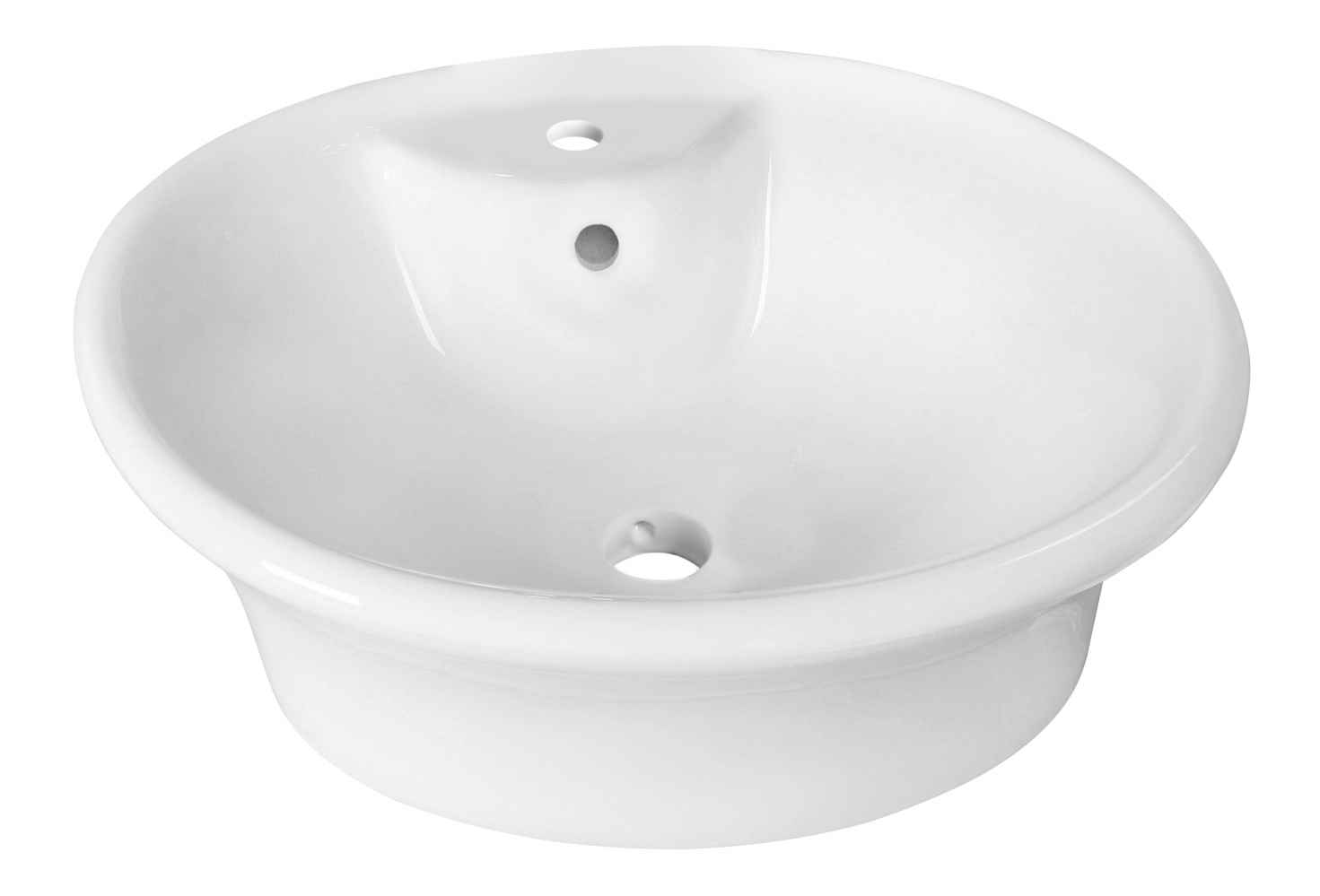 19-in. x 15.5-in. Round Bathroom Vessel Sink Set White Enamel Glaze