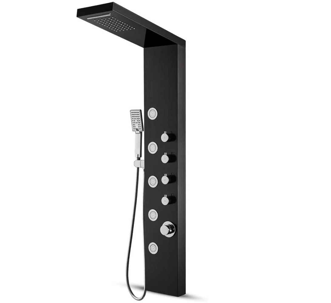 7.87-in. x 52-in. Shower Panel Black Stainless Steel CUPC