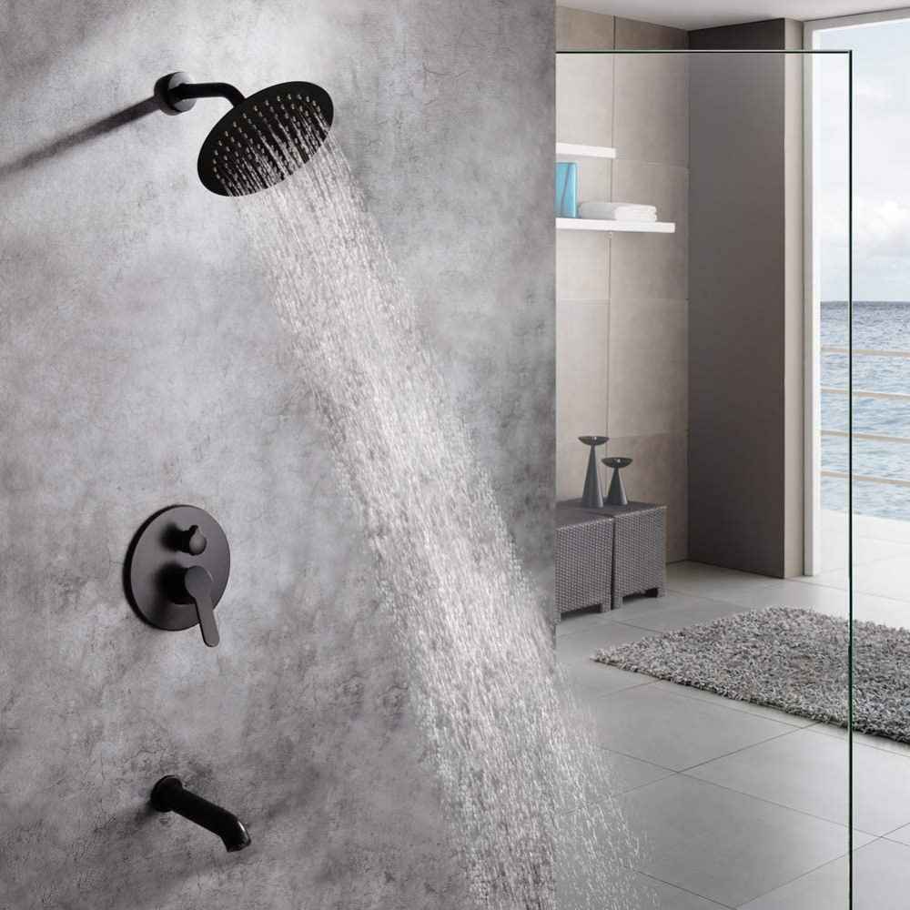 7.87-in. x 7.44-in. Shower Kit Black Stainless Steel
