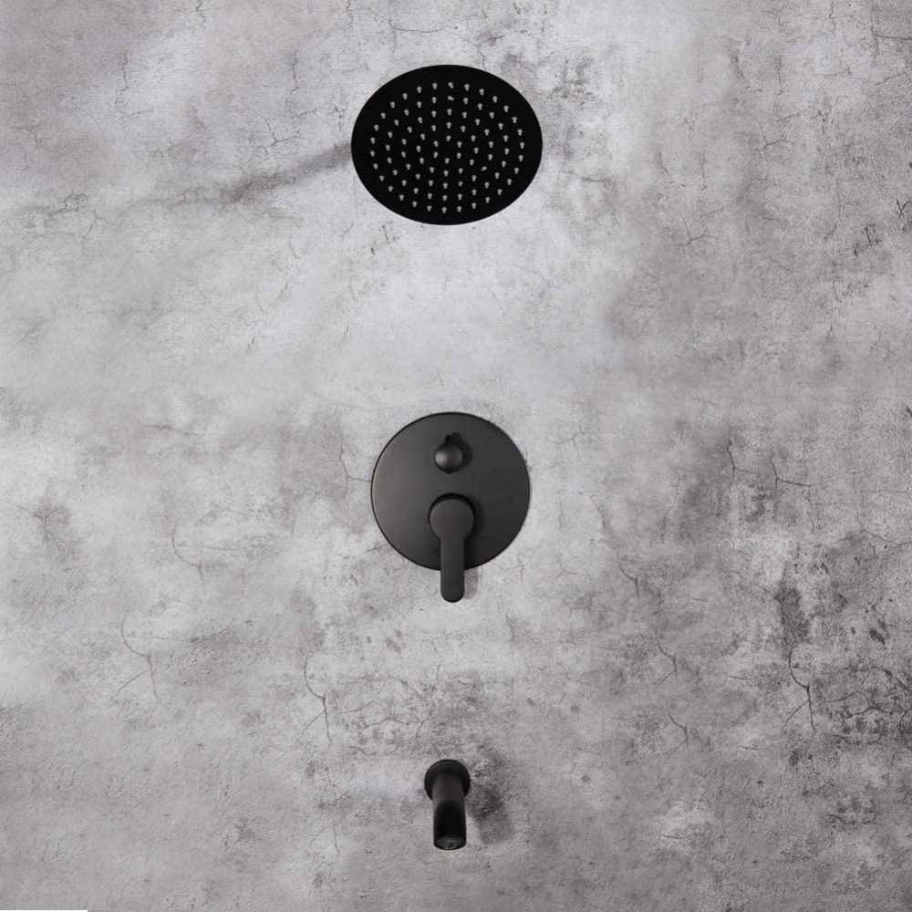 7.87-in. x 7.44-in. Shower Kit Black Stainless Steel