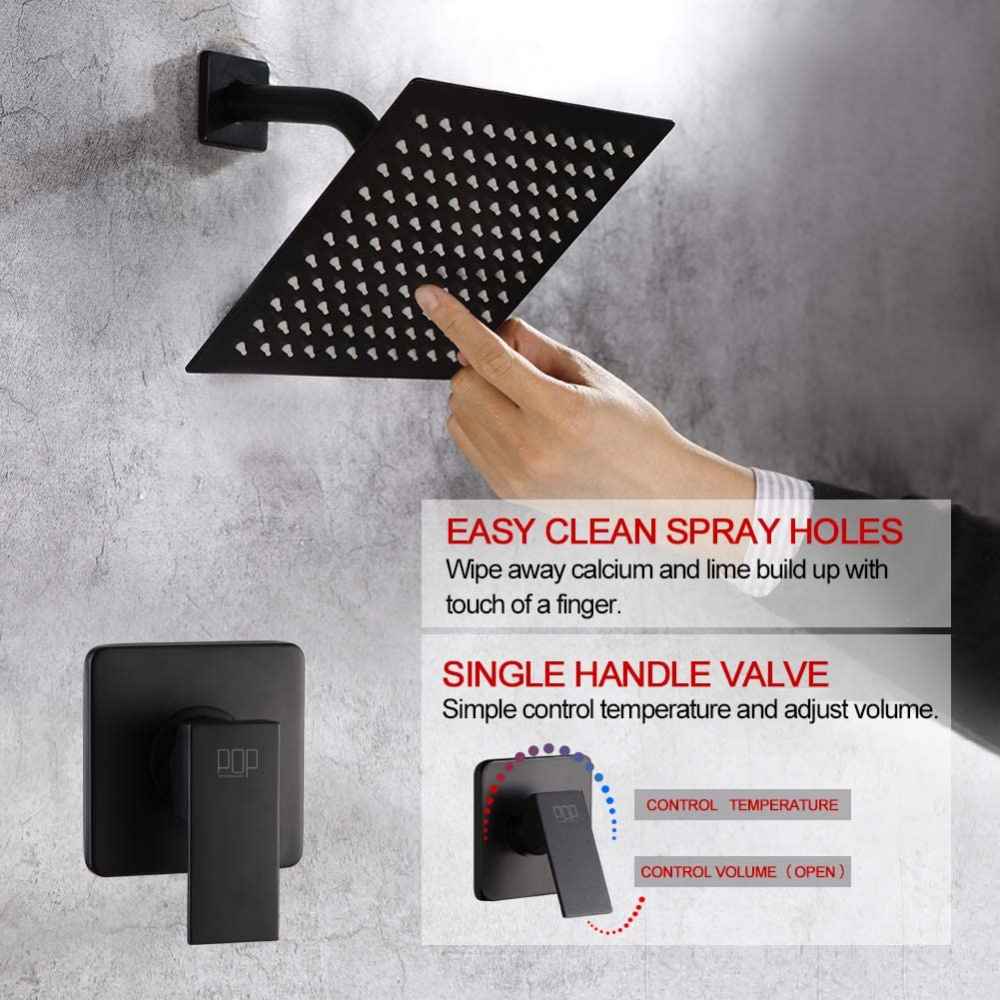 7.68-in. x 5.51-in. Shower Kit Black Stainless Steel