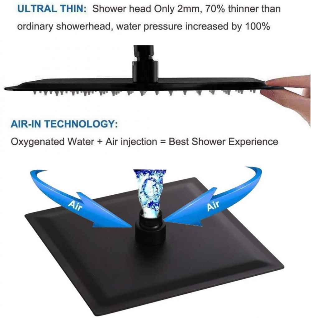 7.68-in. x 5.51-in. Shower Kit Black Stainless Steel