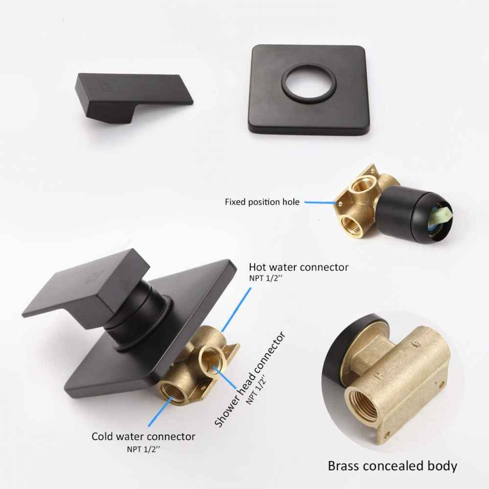 7.68-in. x 5.51-in. Shower Kit Black Stainless Steel